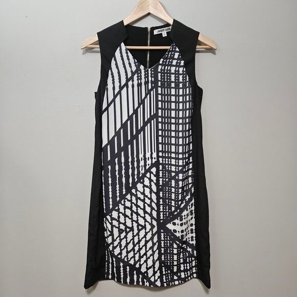 Liberty Sage Dress Size XS Black White Geometric Print Minimalist Sheath Career - Picture 1 of 10